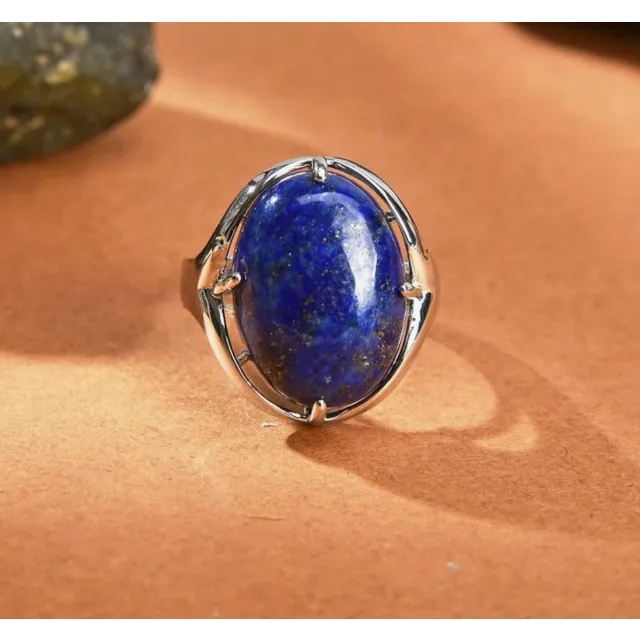 Odprt nastavljiv prstan z naravnim kamnom Lapis Lazuli
